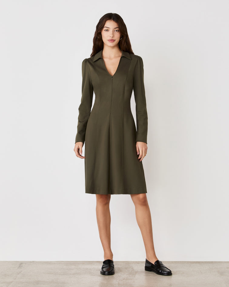 Bethany Khaki Ponte Jersey Dress