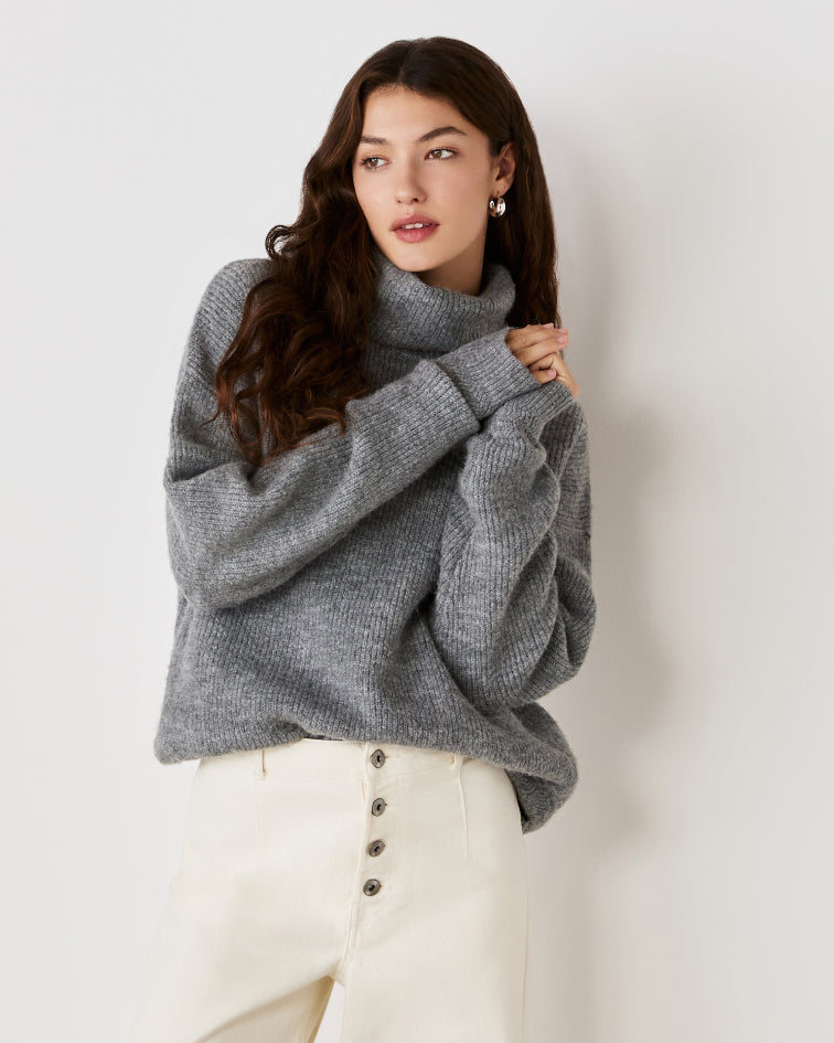 Tillie Grey Marle Roll Neck Jumper