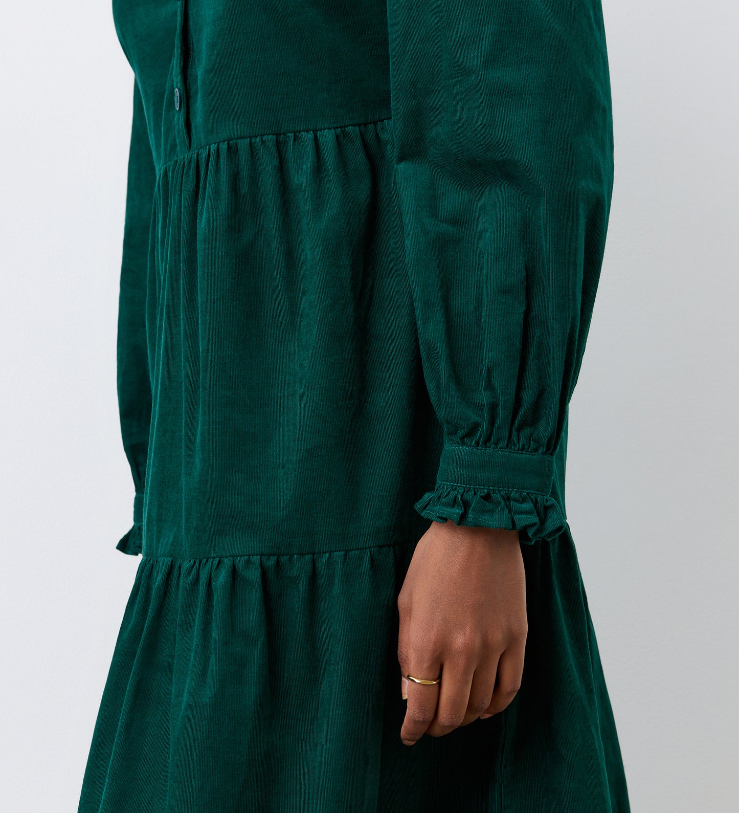 Gianna Bottle Green Corduroy Midi Dress