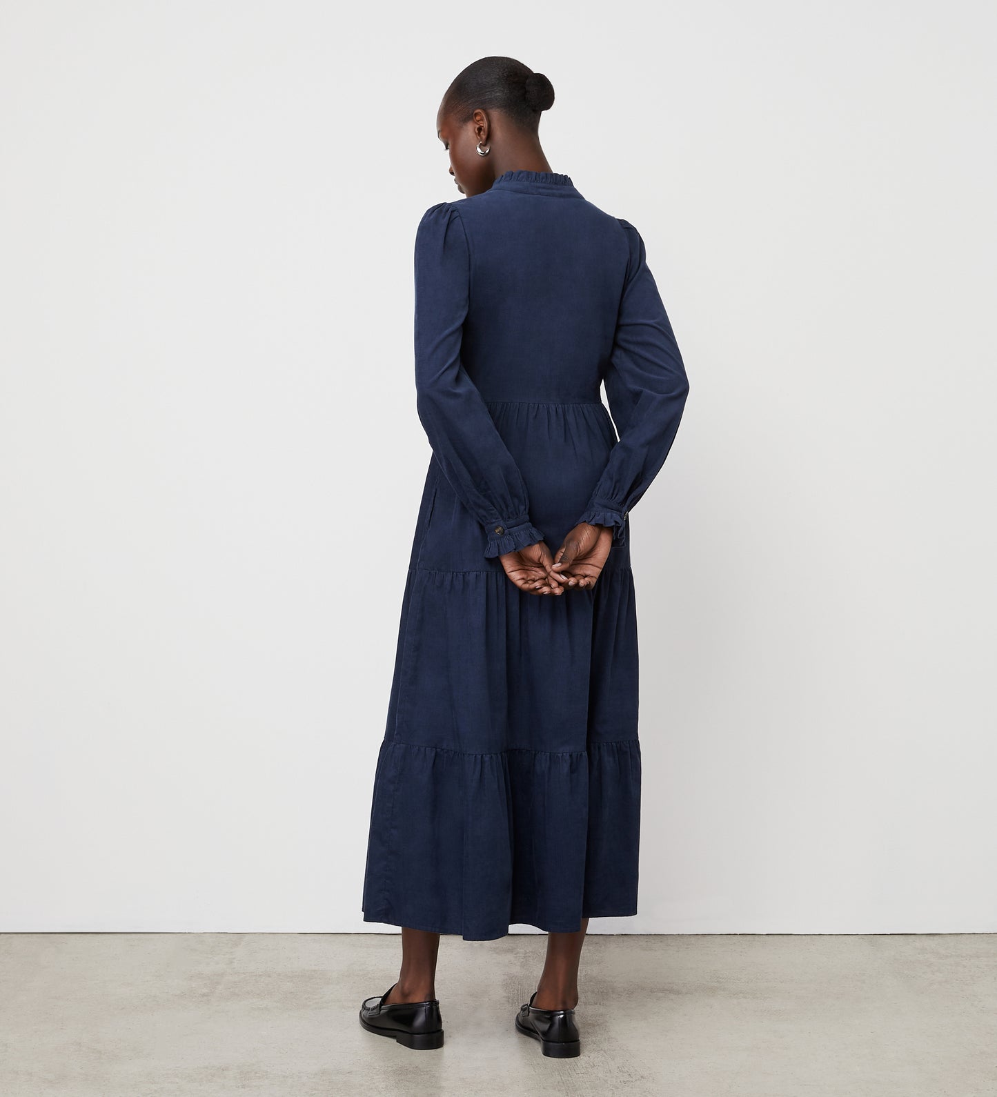 Gianna Navy Corduroy Midi Dress