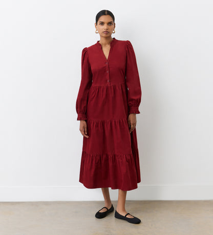 Gianna Rust Corduroy Midi Dress