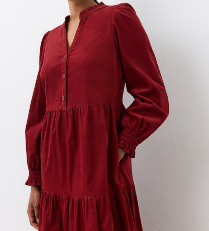 Gianna Rust Corduroy Midi Dress