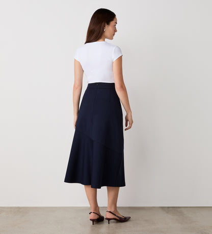 Grace Navy Ponte Jersey Midi Skirt