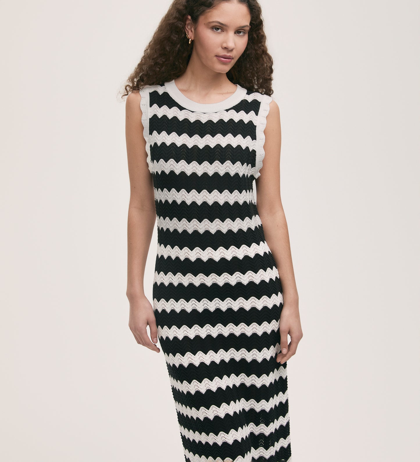 Gretta Black Stripe Midi Dress