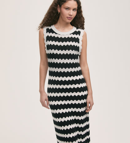 Gretta Black Stripe Midi Dress