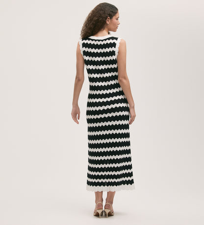 Gretta Black Stripe Midi Dress