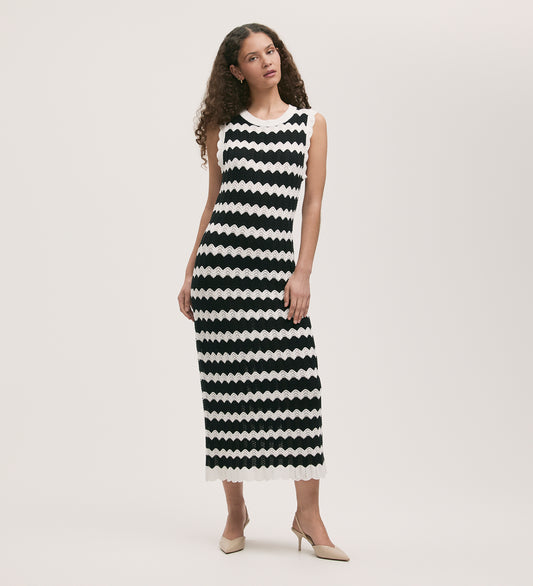 Gretta Black Stripe Midi Dress