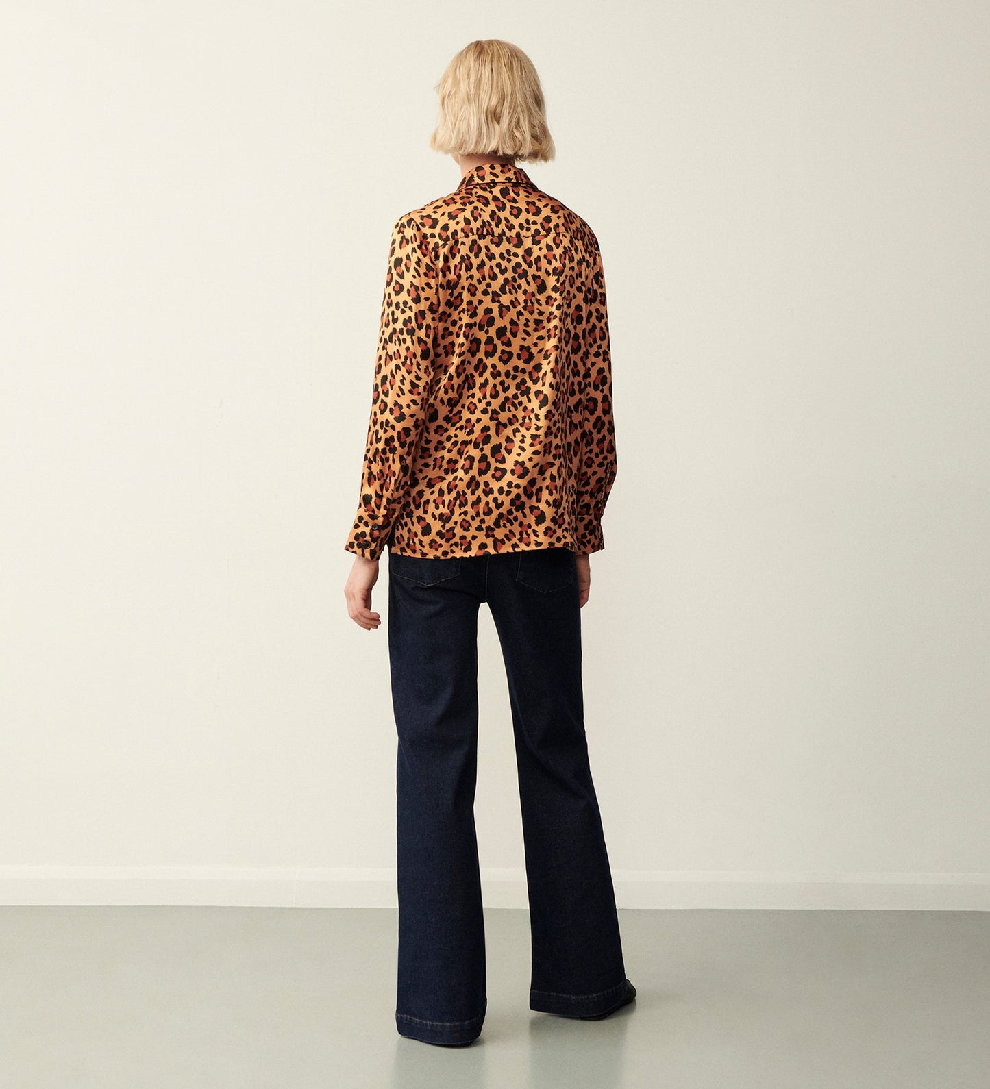 Cynthia Brown Leopard Satin Shirt