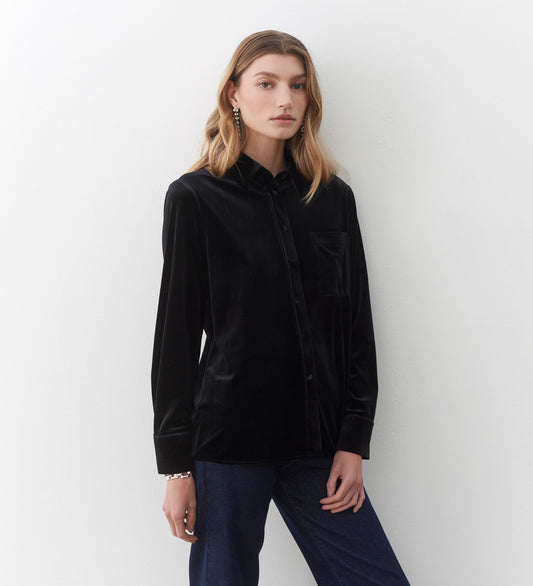 Penelope Black Velvet Shirt