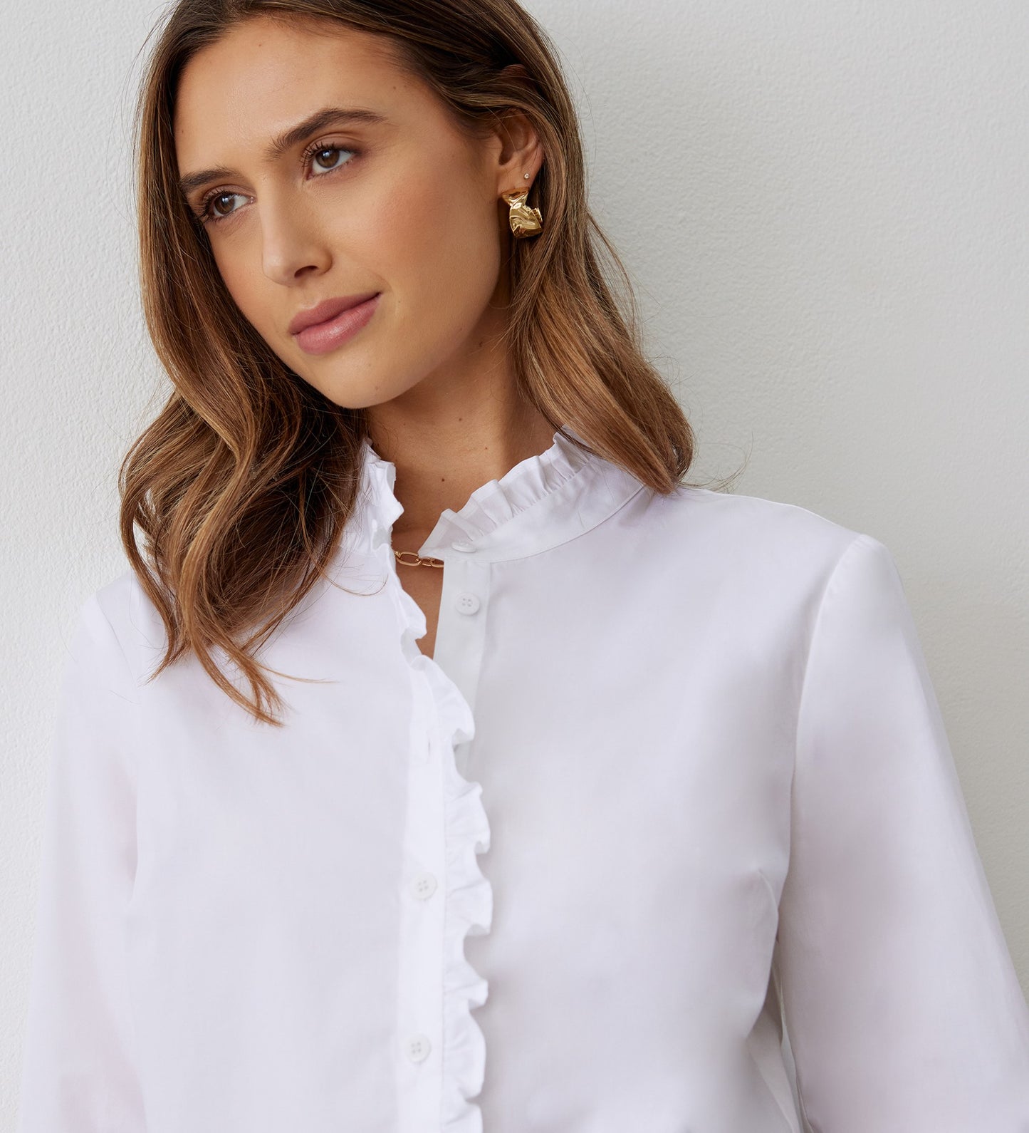 Sabrina White Ruffle Shirt