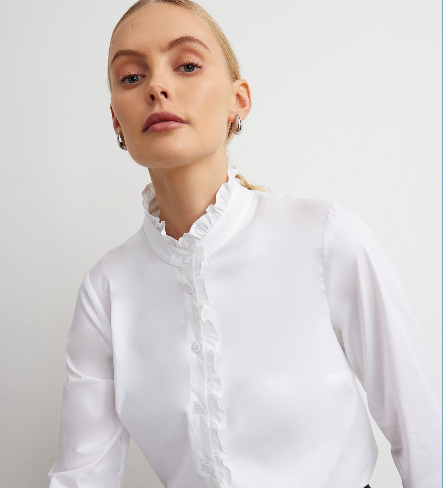 Sabrina White Ruffle Shirt