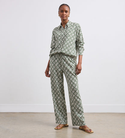 Millie Green Ikat Linen Blend Shirt