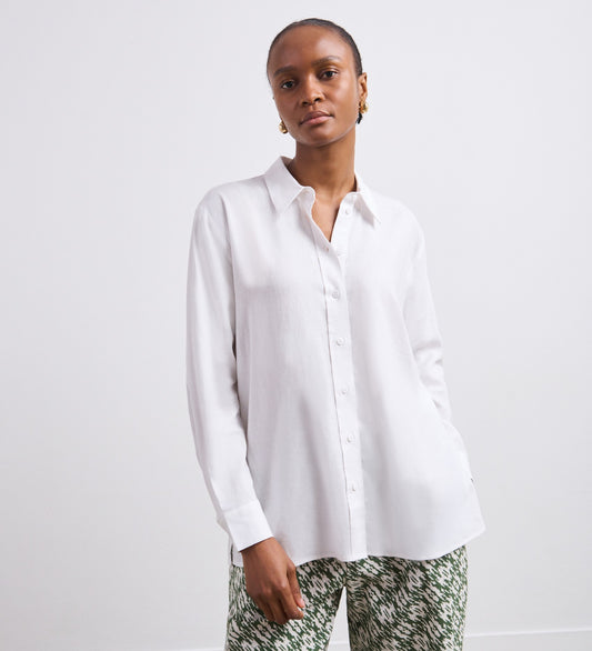 Millie White Linen Blend Shirt