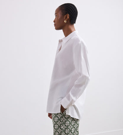 Millie White Linen Blend Shirt