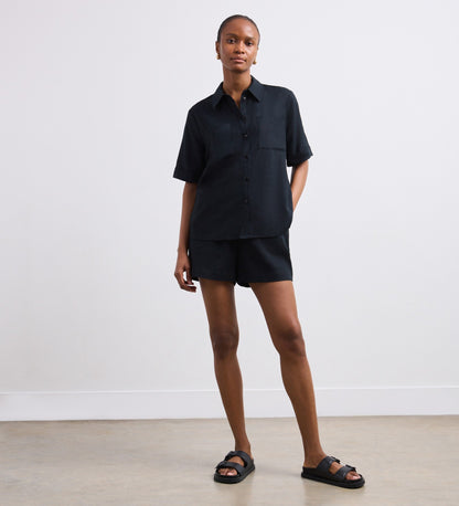 Cora Black Linen Blend Shirt