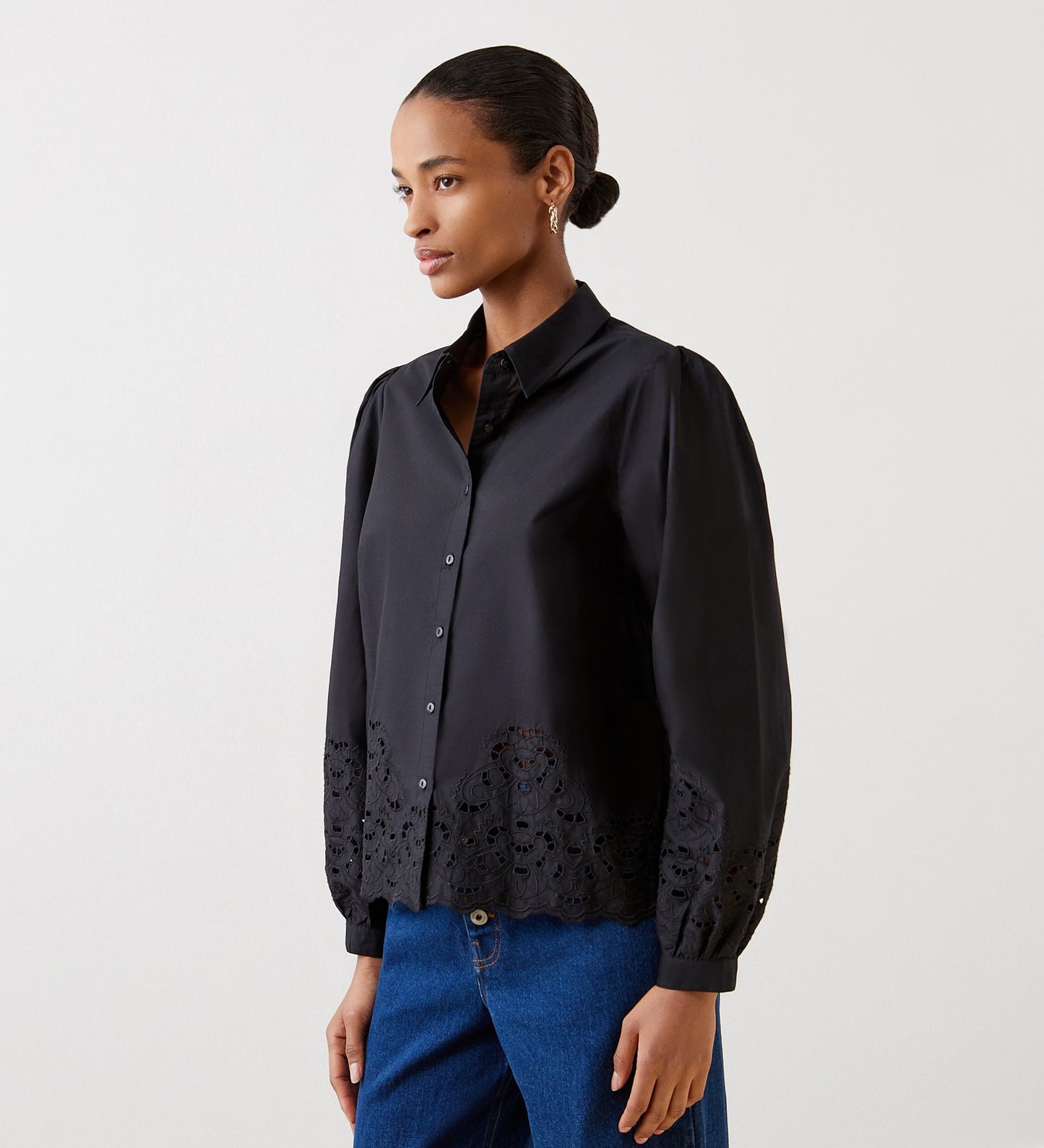 Jayne Black Broderie Cotton Shirt