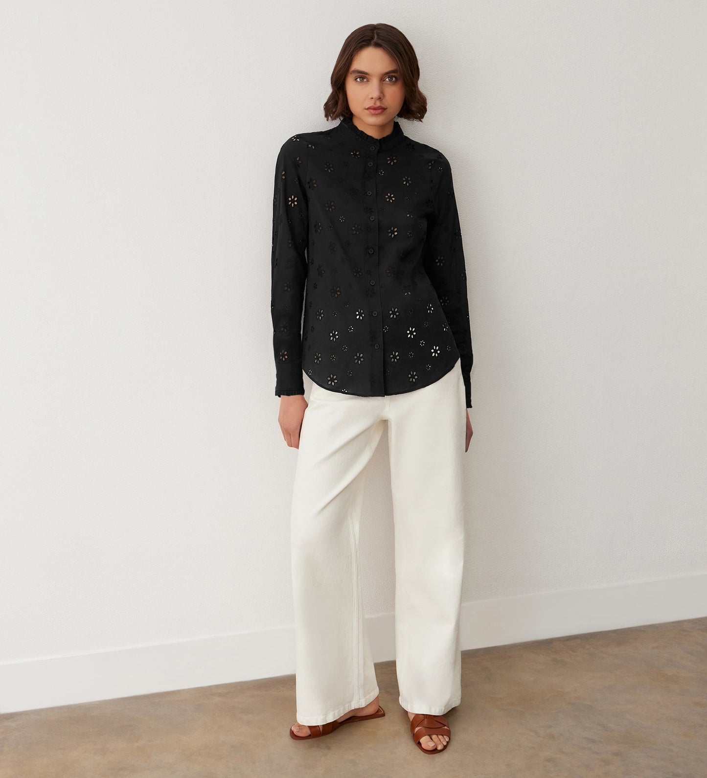 Megan Black Broderie Anglaise Cotton Shirt