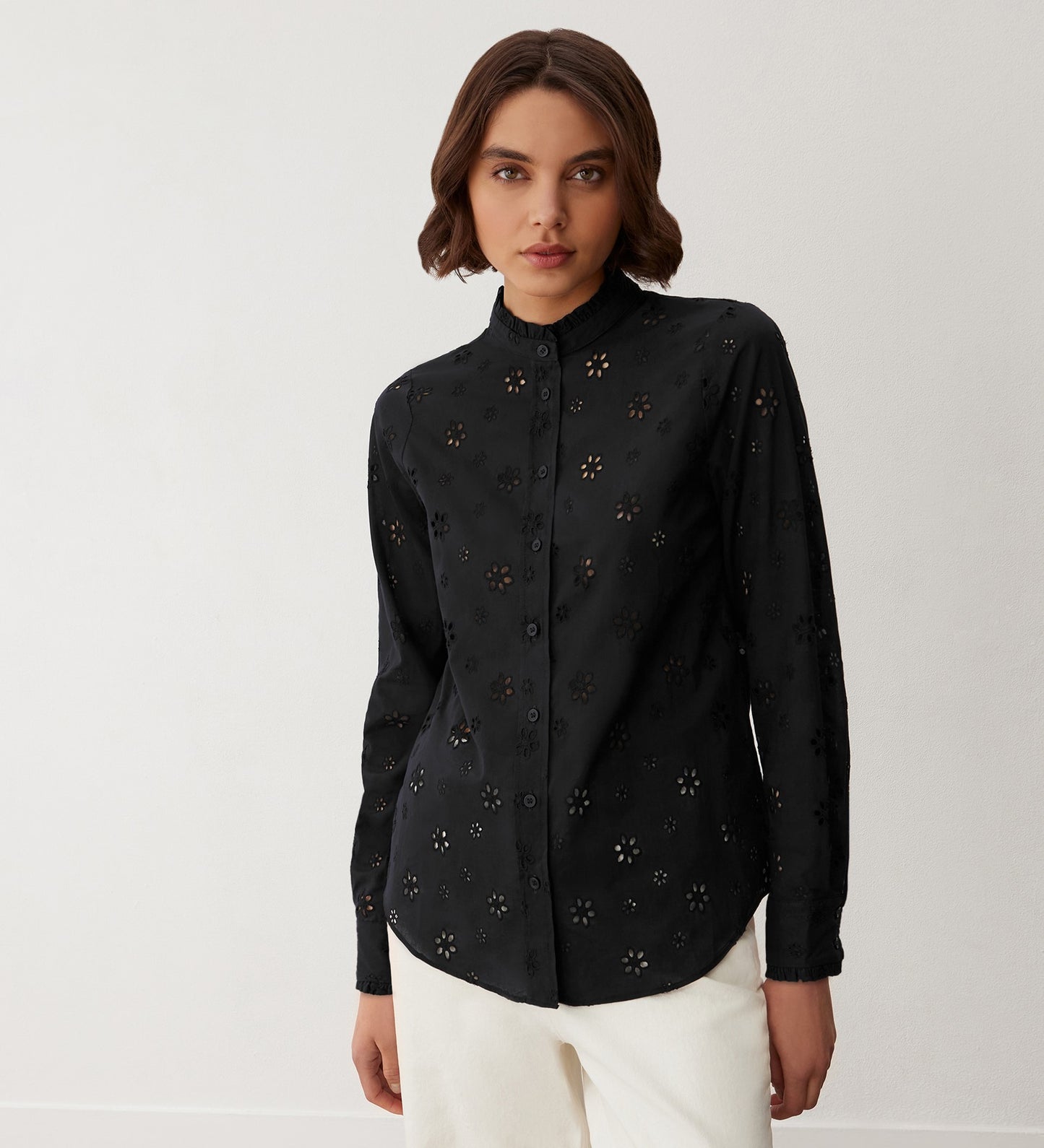 Megan Black Broderie Anglaise Cotton Shirt