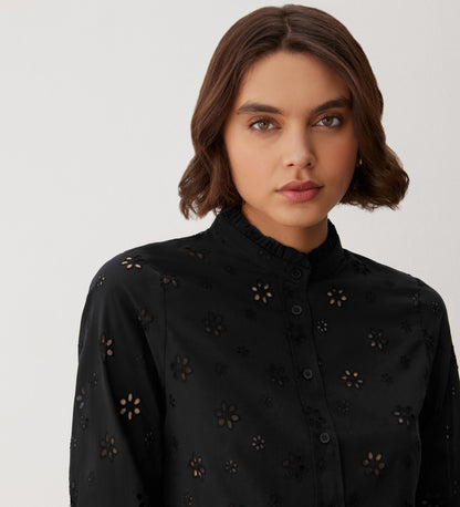 Megan Black Broderie Anglaise Cotton Shirt