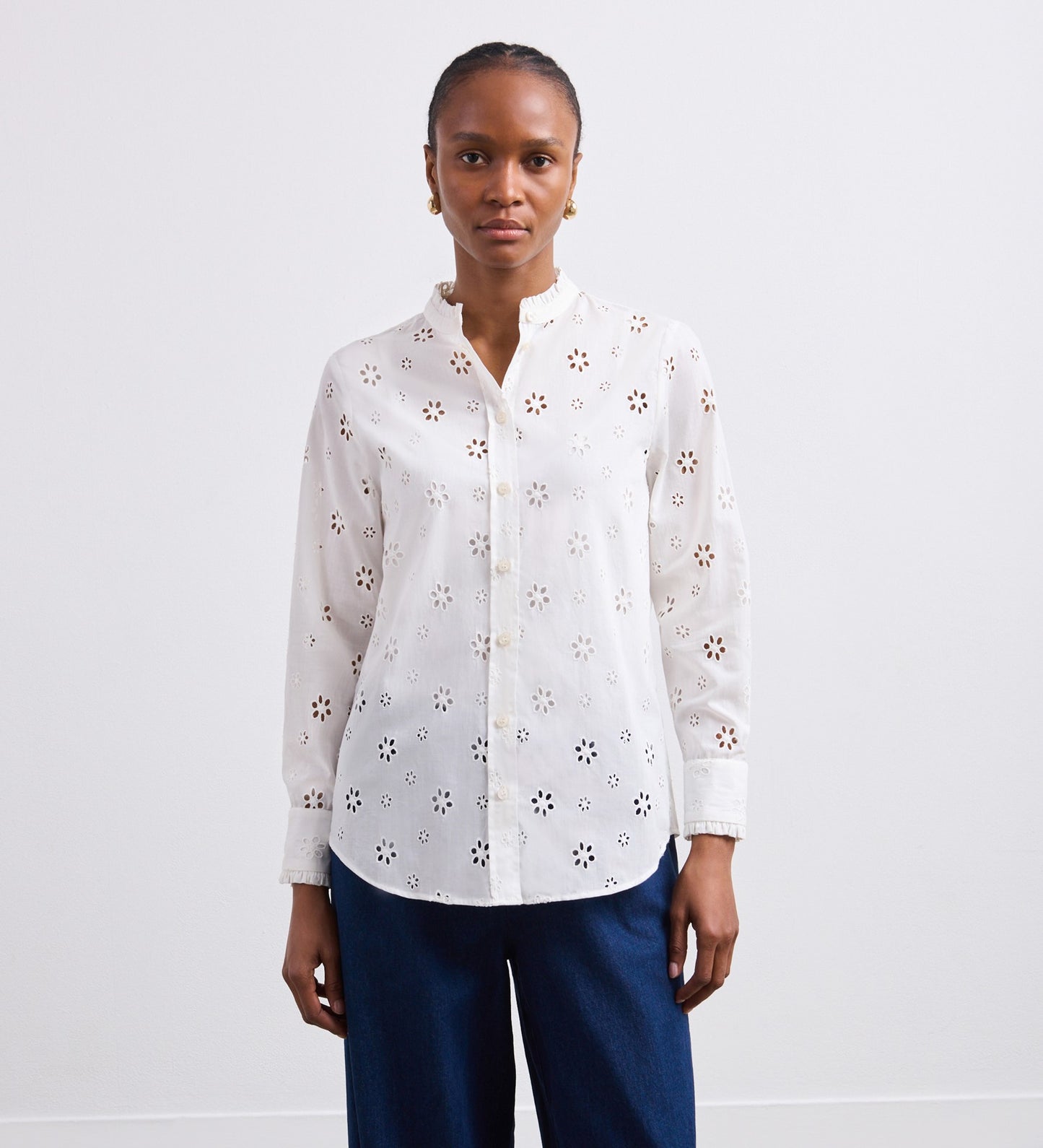 Megan White Broderie Anglaise Cotton Shirt