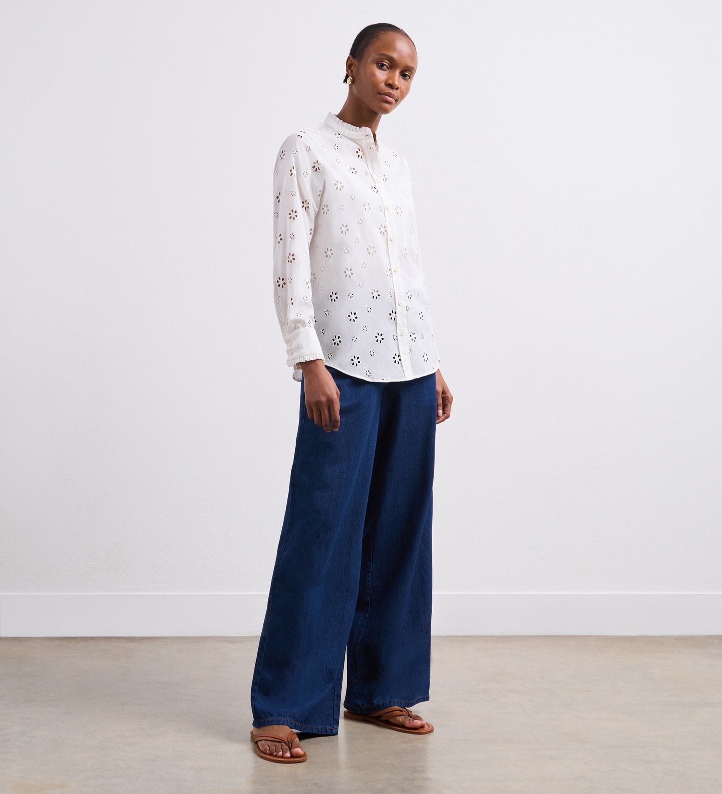 Megan White Broderie Anglaise Cotton Shirt