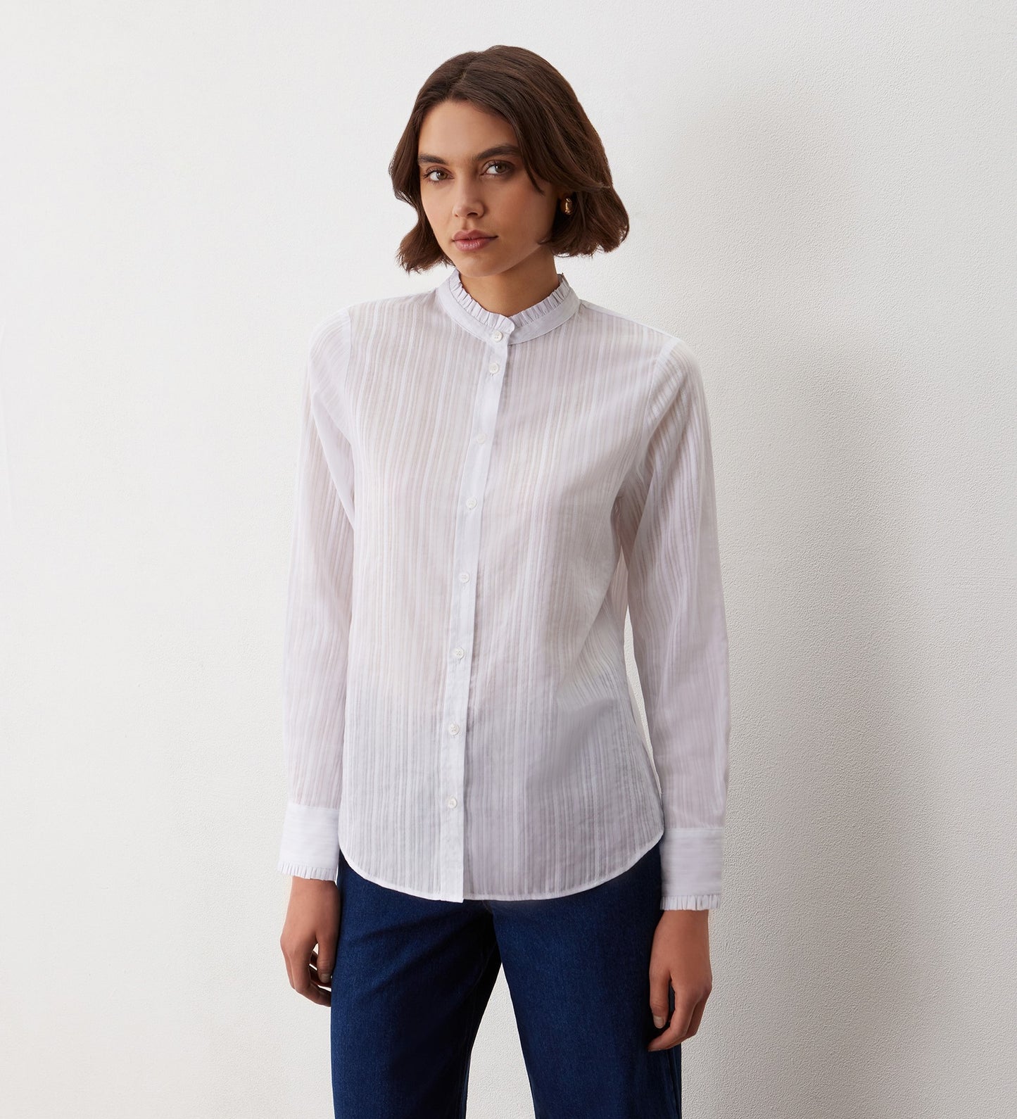 Megan White Cotton Stripe Shirt