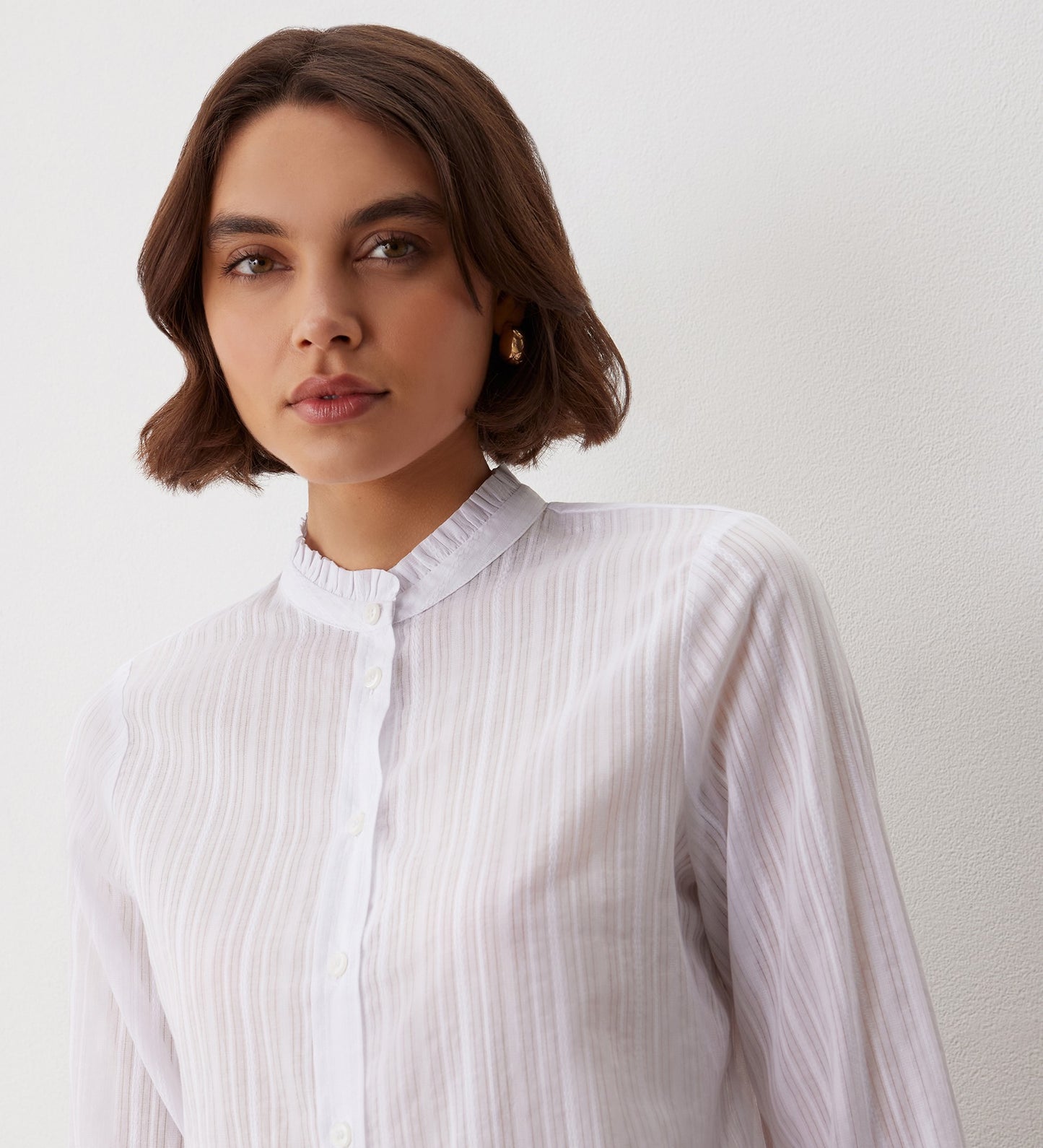 Megan White Cotton Stripe Shirt