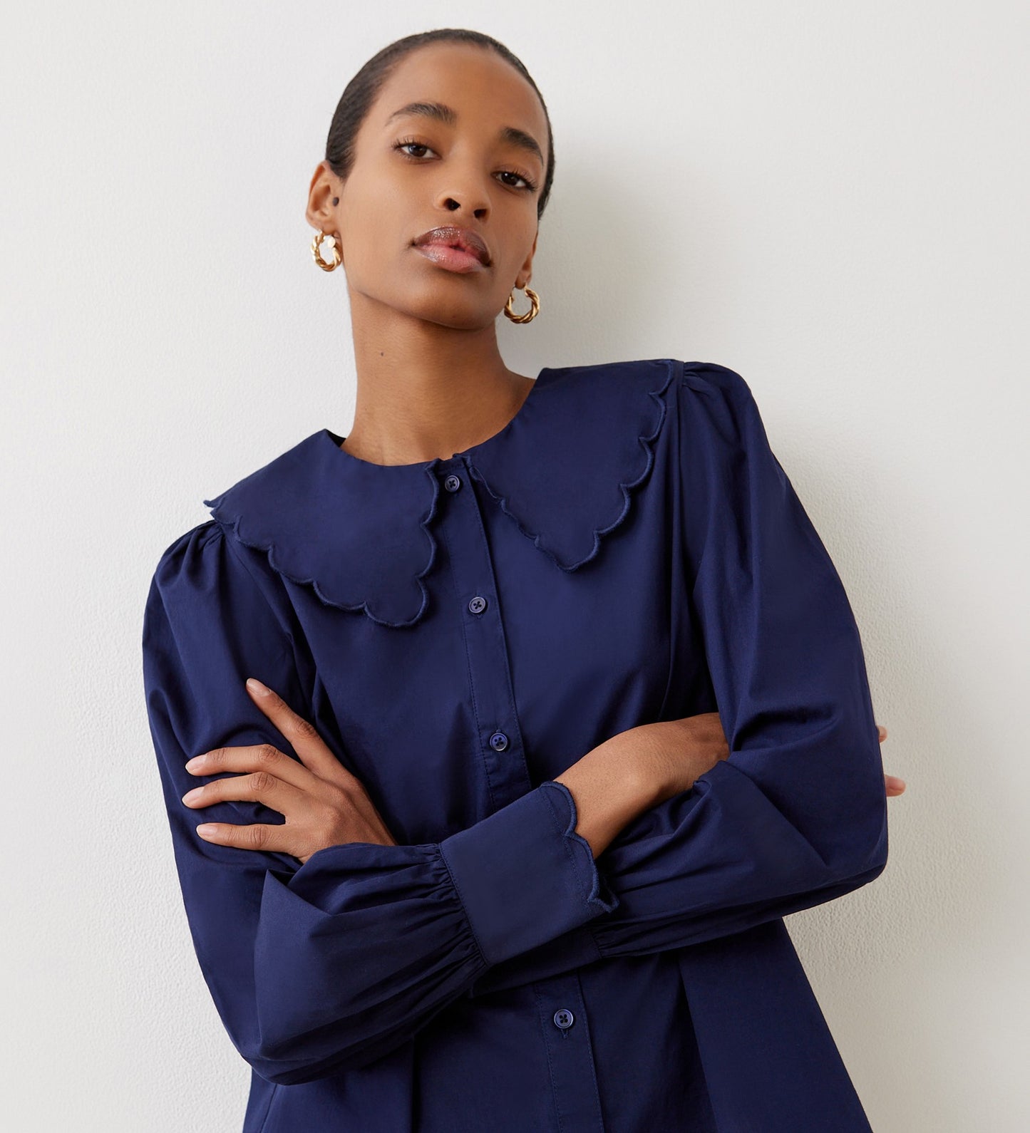 Amadine Navy Cotton Shirt