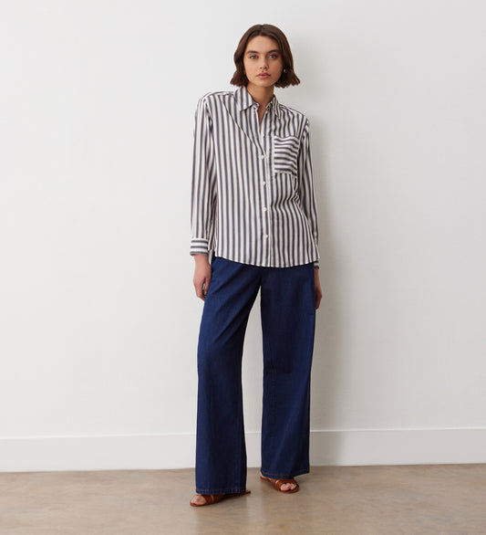 Celest Grey Stripe Woven Shirt