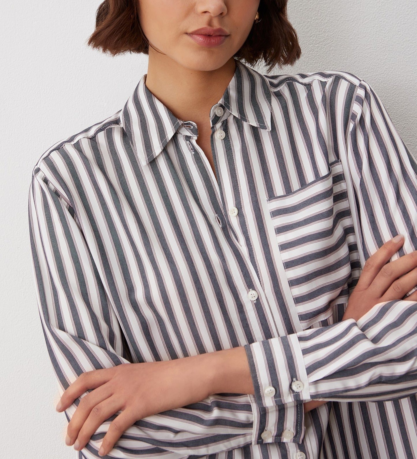 Celest Grey Stripe Woven Shirt