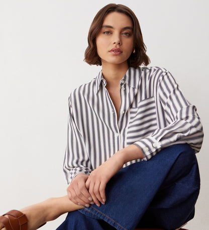 Celest Grey Stripe Woven Shirt