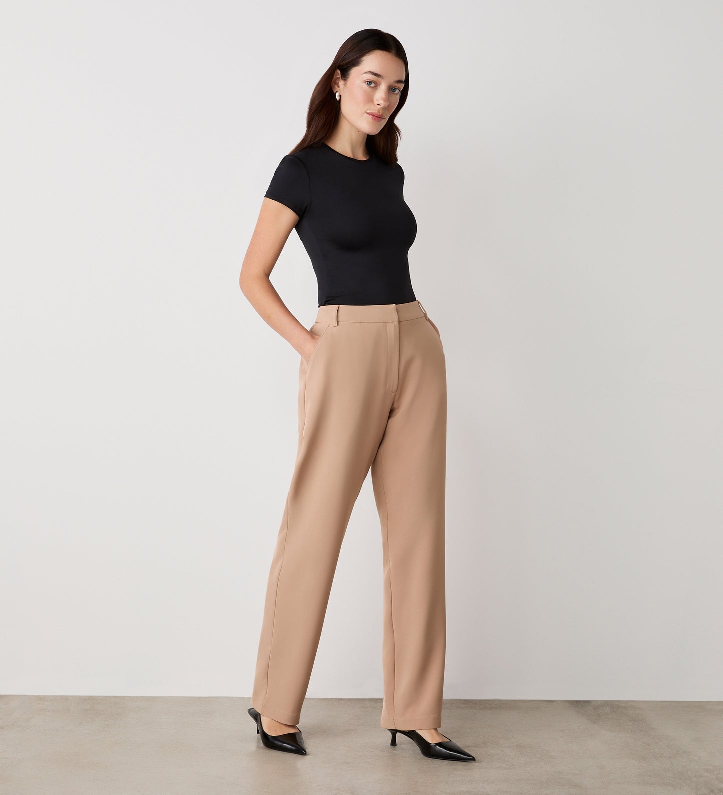 Harper Camel Straight Leg Trousers