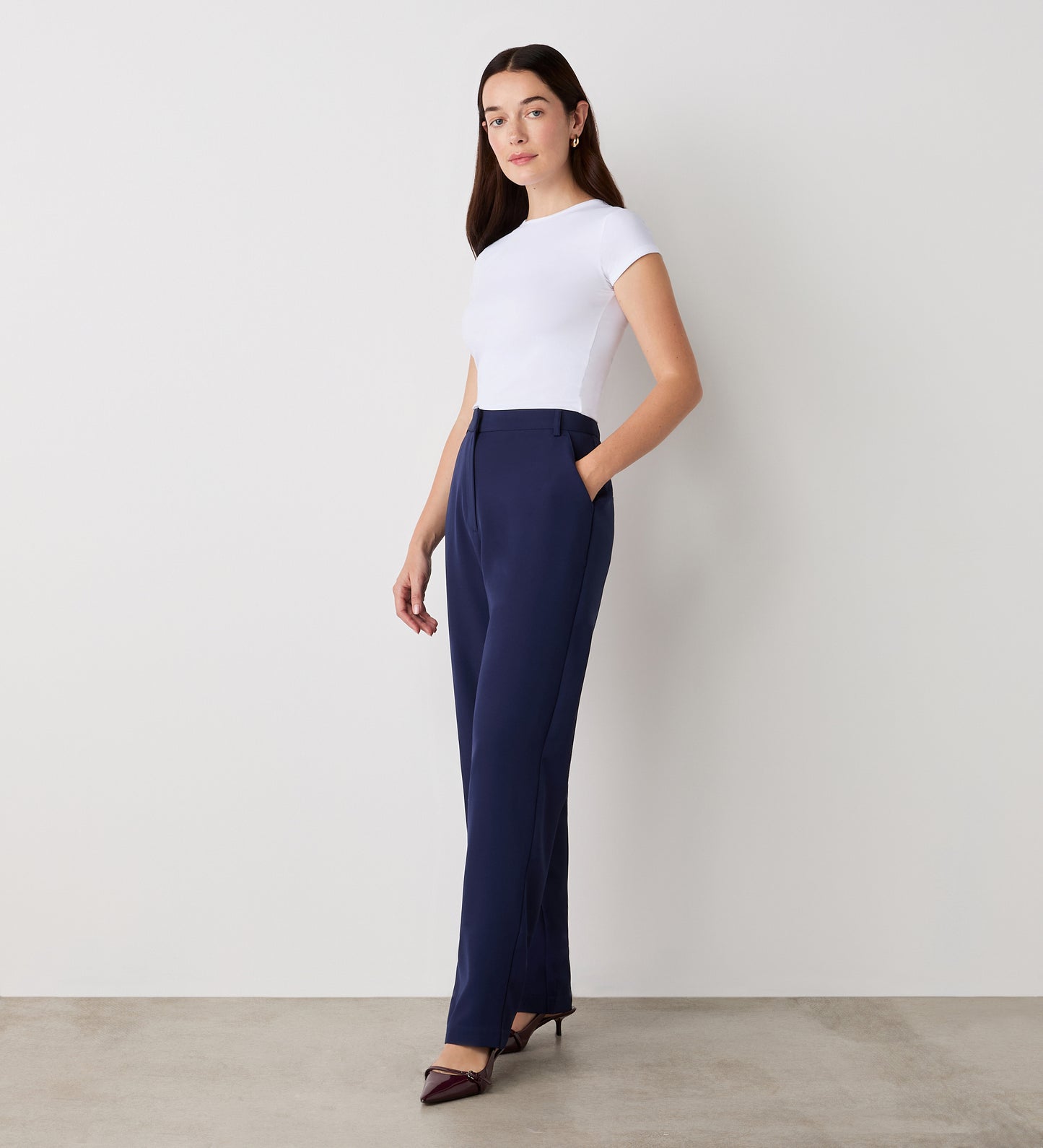 Harper Navy Straight Leg Trousers