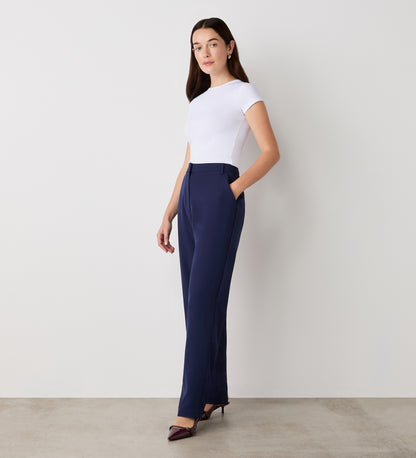 Harper Navy Straight Leg Trousers