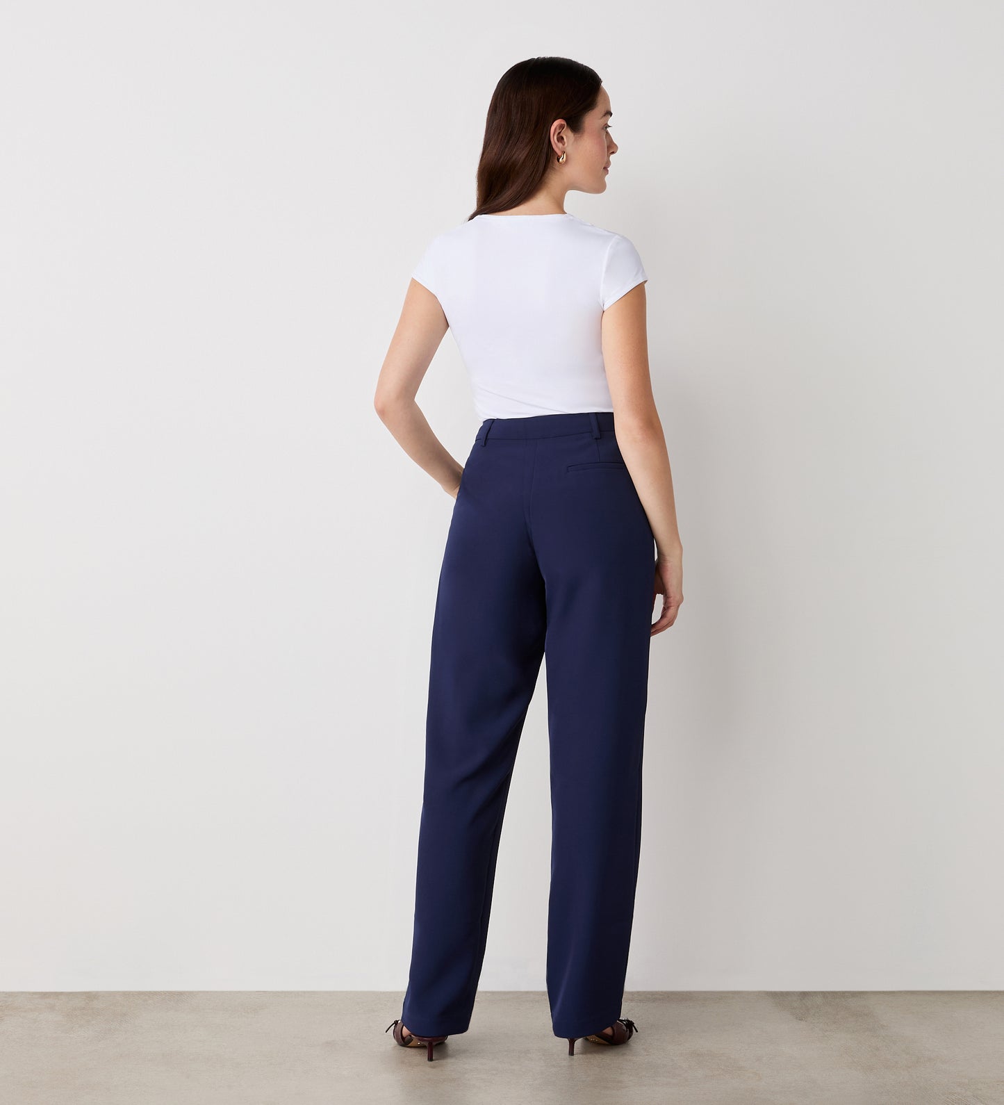 Harper Navy Straight Leg Trousers