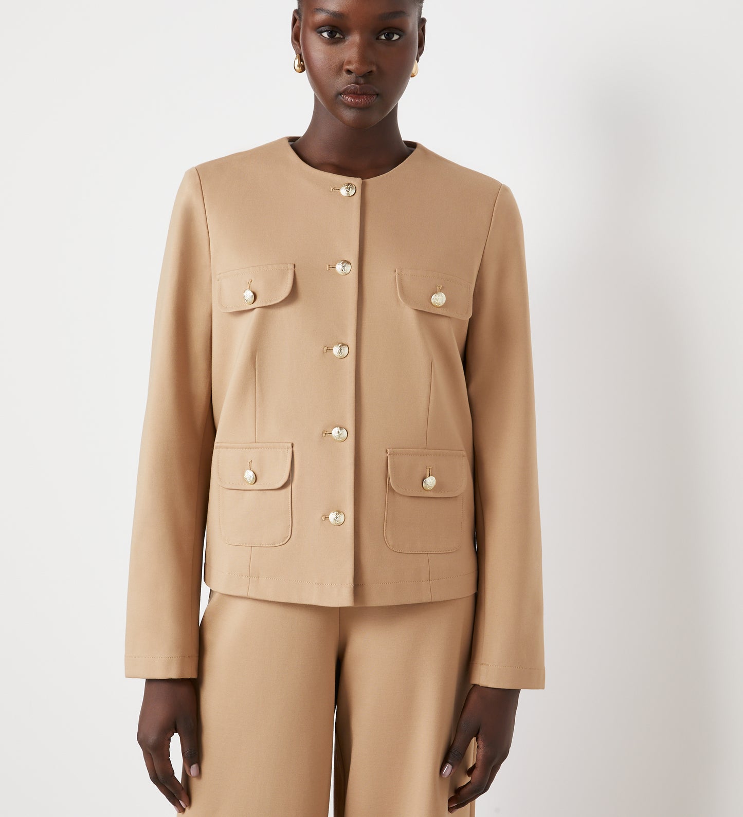 Imogen Camel Ponte Jersey Jacket