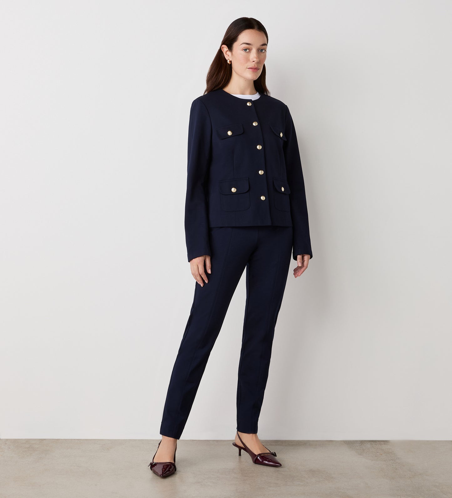 Imogen Navy Ponte Jersey Jacket