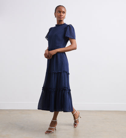 Jane Navy Georgette Midi Dress