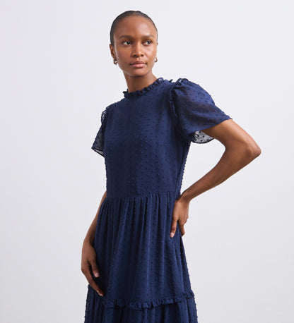 Jane Navy Georgette Midi Dress