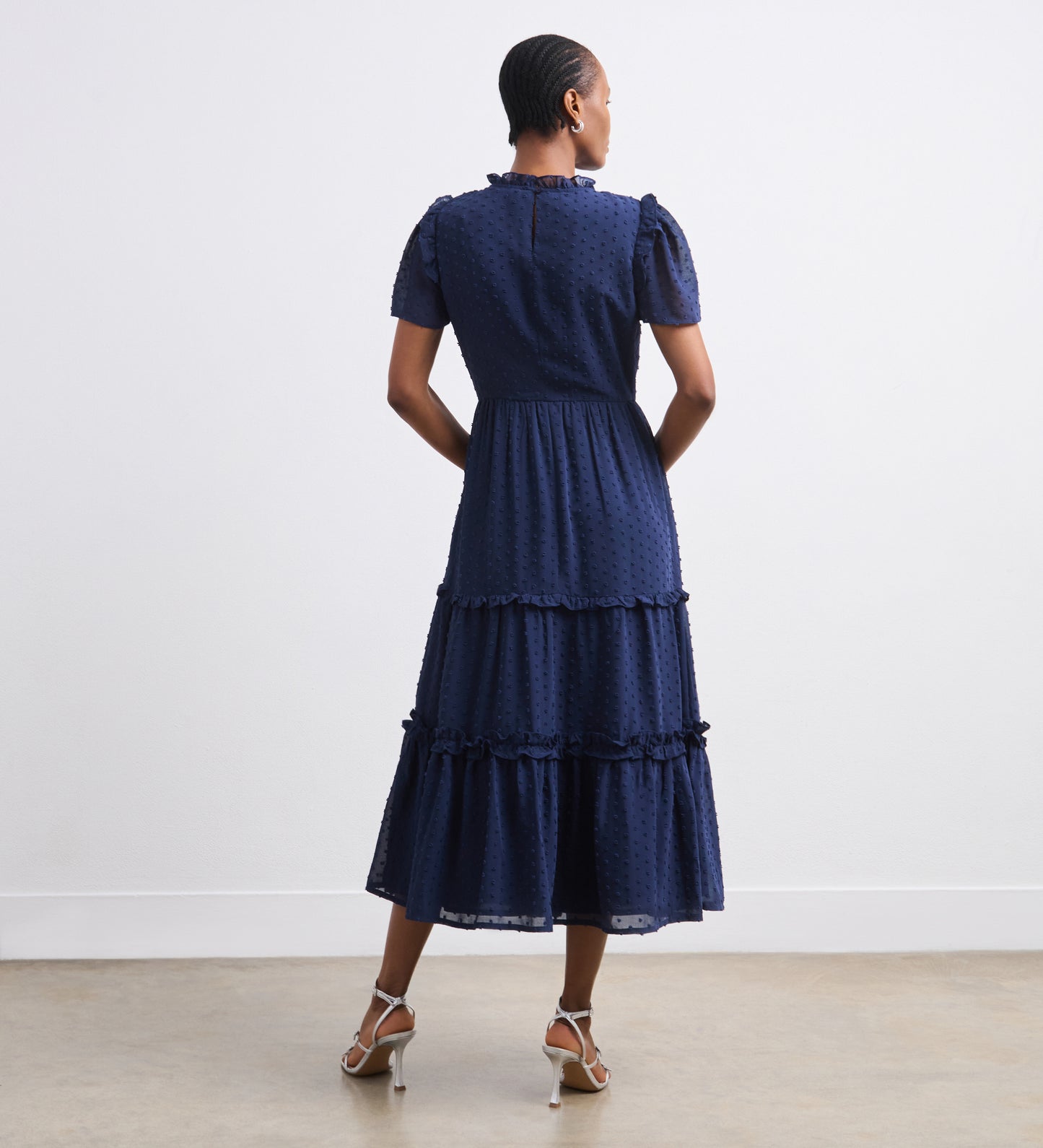 Jane Navy Georgette Midi Dress