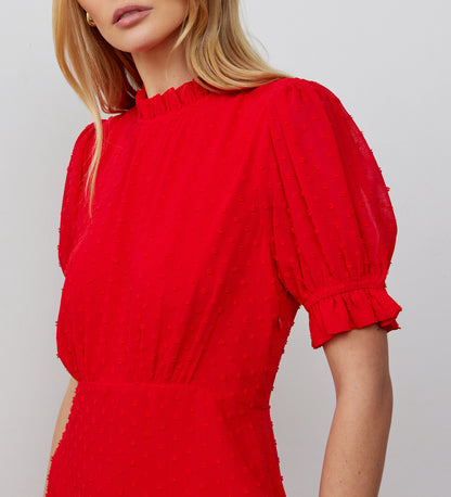 Camille Red Chiffon Midi Dress