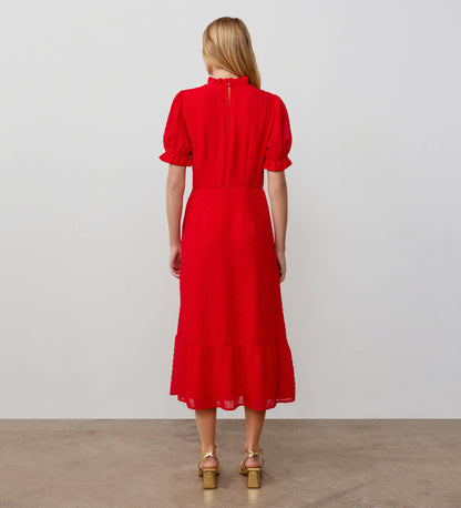 Camille Red Chiffon Midi Dress