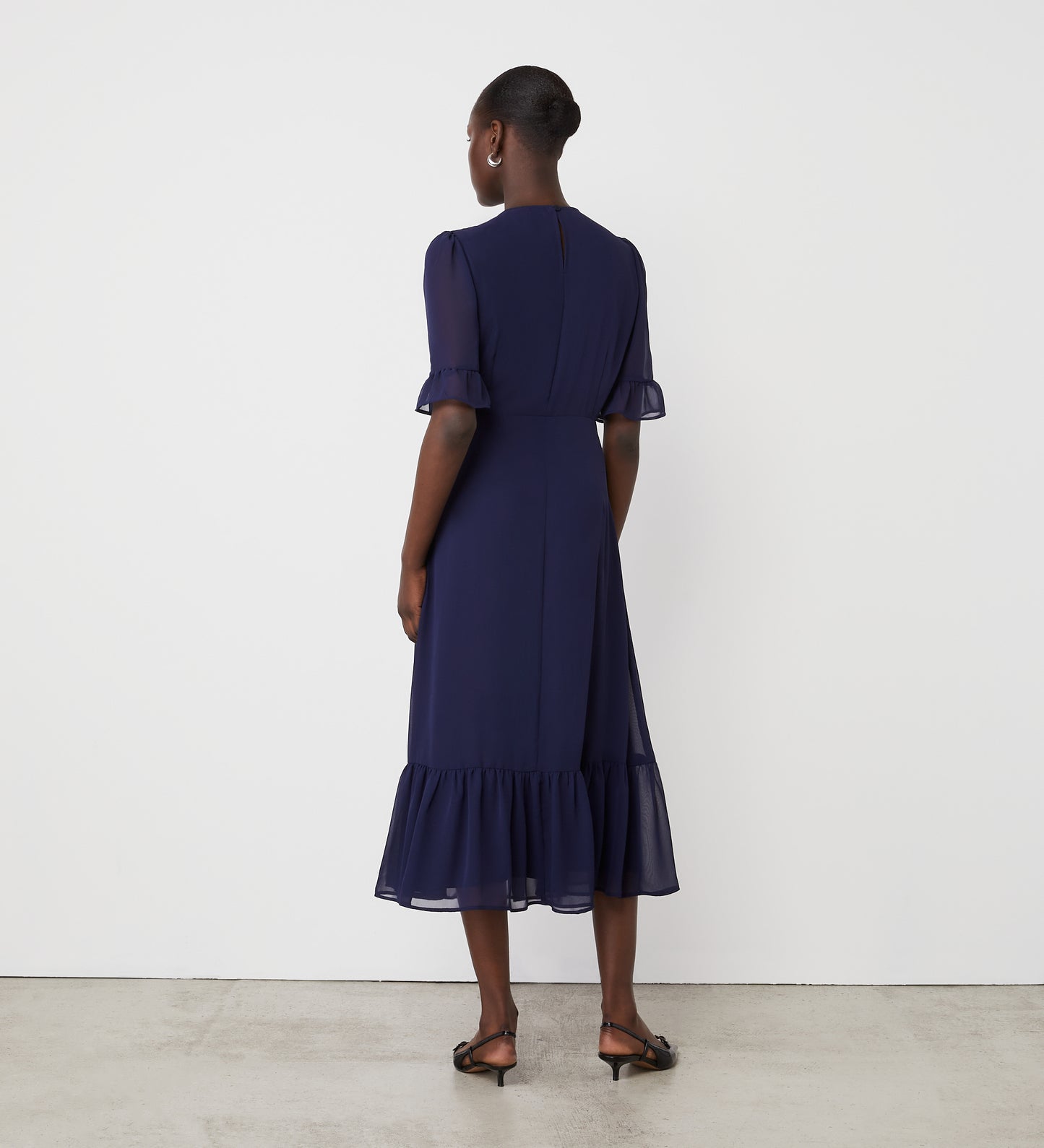 Jennifer Navy Chiffon Midi Dress