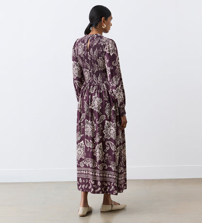 Jovie Burgundy Paisley Midi Dress