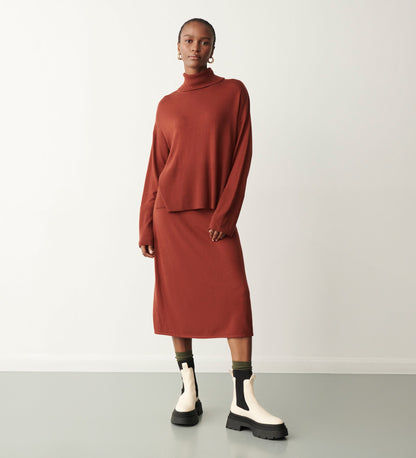 Sienna Brick Roll Neck Jumper