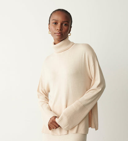 Sienna Pale Oatmeal Roll Neck Jumper