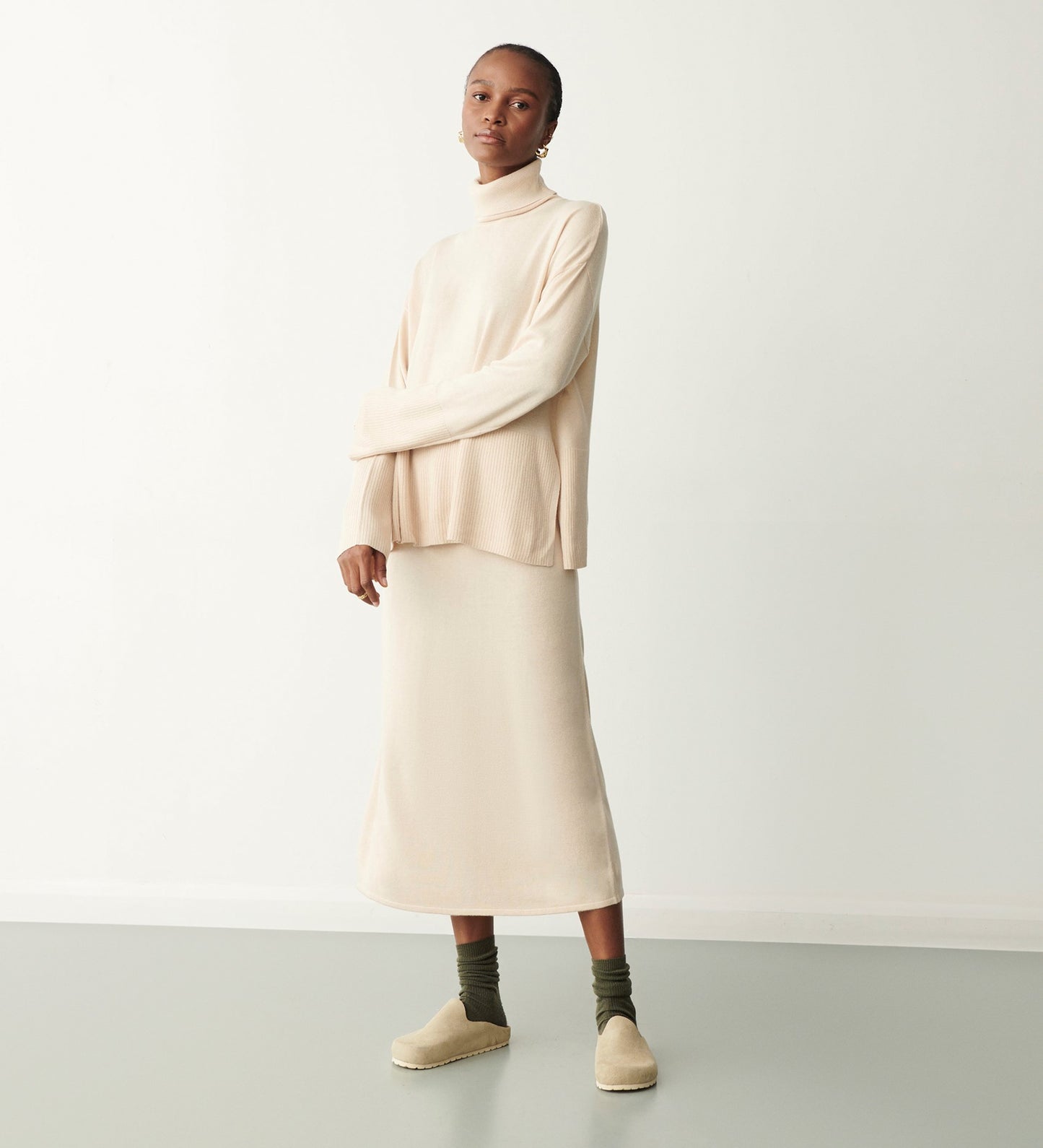 Sienna Pale Oatmeal Roll Neck Jumper