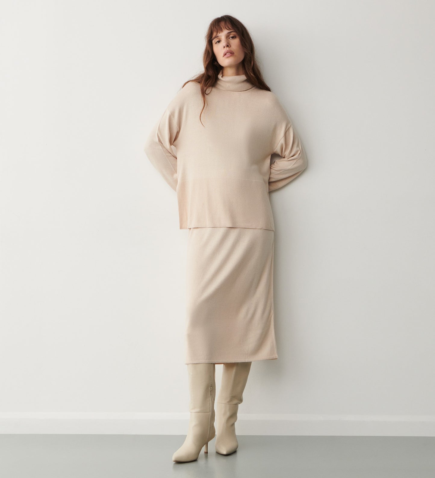 Sienna Pale Oatmeal Roll Neck Jumper