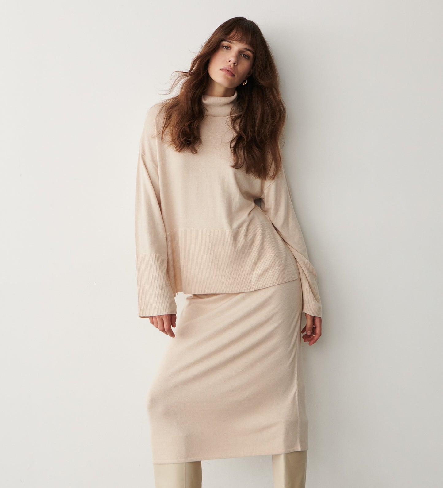 Sienna Pale Oatmeal Roll Neck Jumper