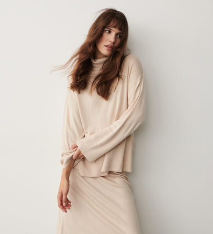 Sienna Pale Oatmeal Roll Neck Jumper